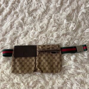 Gucci GG Canvas Sherry Line Waist Pouch - Beige, Brown - unisex